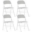 Lot 4 Chaises Pliantes Kerneval Velours Côtelé Acier Blanc Événements Intérieur