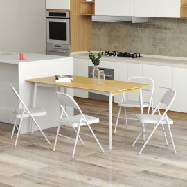 Lot 4 Chaises Pliantes Kerneval Velours Côtelé Acier Blanc Événements Intérieur