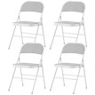 Lot 4 Chaises Pliantes Kerneval Velours Côtelé Acier Blanc Événements Intérieur