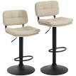 Lot 2 Tabourets Bar Castelroig Vintage Capitonné Beige Noir Réglable 360°