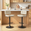 Lot 2 Tabourets Bar Castelroig Vintage Capitonné Beige Noir Réglable 360°