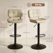Lot 2 Tabourets Bar Castelroig Vintage Capitonné Beige Noir Réglable 360°