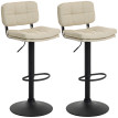 Lot 2 Tabourets Bar Castelroig Vintage Capitonné Beige Noir Réglable 360°