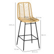 Lot 4 Tabourets Grévecourt Style Colonial Résine Rotin Jaune Noir 66cm