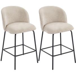 Lot de 2 chaises de bar Orla design ergonomique confort beige haut de gamme