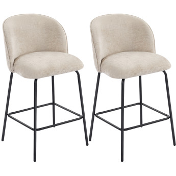 Lot de 2 chaises de bar Orla design ergonomique confort beige haut de gamme