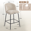 Lot de 2 chaises de bar Orla design ergonomique confort beige haut de gamme