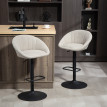 Lot 2 Tabourets Bar Grainne Design Coquillage Tissu Beige Réglables Pivotants