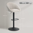 Lot 2 Tabourets Bar Grainne Design Coquillage Tissu Beige Réglables Pivotants