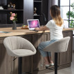 Lot 2 Tabourets Bar Grainne Design Coquillage Tissu Beige Réglables Pivotants