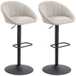 Lot 2 Tabourets Bar Grainne Design Coquillage Tissu Beige Réglables Pivotants