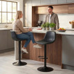 Lot 2 Tabourets Bar Darnaval Réglables 360° Confort Noir Design Moderne