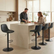 Lot 2 Tabourets Bar Darnaval Réglables 360° Confort Noir Design Moderne