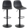 Lot 2 Tabourets Bar Darnaval Réglables 360° Confort Noir Design Moderne