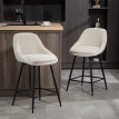 Lot 2 Chaises Bar Eggenthal Design Velours Côtelé Pivotantes 360° Crème