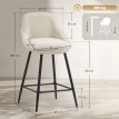 Lot 2 Chaises Bar Eggenthal Design Velours Côtelé Pivotantes 360° Crème