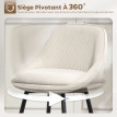 Lot 2 Chaises Bar Eggenthal Design Velours Côtelé Pivotantes 360° Crème