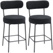 Lot 2 Tabourets Bar Moureval Design Moderne Confort Tissu Bouclé Noir H68cm