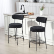 Lot 2 Tabourets Bar Moureval Design Moderne Confort Tissu Bouclé Noir H68cm