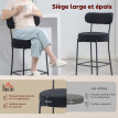 Lot 2 Tabourets Bar Moureval Design Moderne Confort Tissu Bouclé Noir H68cm