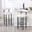 Lot 2 Tabourets Bar Ottenthal Design Dossier Tissu Bouclette Blanc Confort Élégant