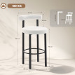 Lot 2 Tabourets Bar Ottenthal Design Dossier Tissu Bouclette Blanc Confort Élégant