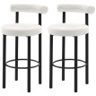 Lot 2 Tabourets Bar Ottenthal Design Dossier Tissu Bouclette Blanc Confort Élégant