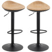 Lot 2 Tabourets Bar Cunigunde Réglables Ergonomiques Effet Bois Chêne Noir 120kg