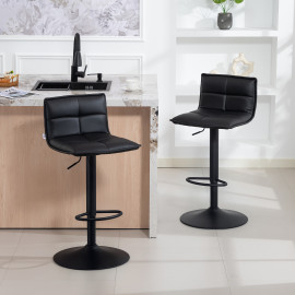 Lot 2 Tabourets Bar Wiesenbach Réglables Pivotants Confort PU Noir Élégant