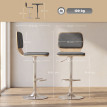 Lot 2 Tabourets Scaldasole Design Moderne Réglables Gris Tissu Lin Métal Chromé