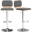 Lot 2 Tabourets Scaldasole Design Moderne Réglables Gris Tissu Lin Métal Chromé