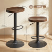 Lot 2 Tabourets Bar Justo Design Industriel Bois Métal Marron Foncé Noir