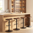 Lot 2 Tabourets Bar Justo Design Industriel Bois Métal Marron Foncé Noir