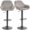 Lot 2 Tabourets Bar Gherardo Design Pivotant Velours Repose-Pieds Noir Gris