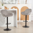 Lot 2 Tabourets Bar Gherardo Design Pivotant Velours Repose-Pieds Noir Gris