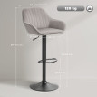 Lot 2 Tabourets Bar Gherardo Design Pivotant Velours Repose-Pieds Noir Gris