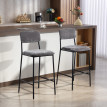 Lot 2 Tabourets Altenbach Style Industriel Vintage Acier Noir Tissu Gris