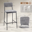Lot 2 Tabourets Altenbach Style Industriel Vintage Acier Noir Tissu Gris