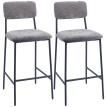 Lot 2 Tabourets Altenbach Style Industriel Vintage Acier Noir Tissu Gris