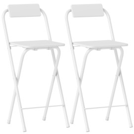 Tabouret de bar Tornaco pliable design repose-pieds blanc 2 pièces