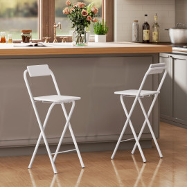 Tabouret de bar Tornaco pliable design repose-pieds blanc 2 pièces