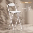 Tabouret de bar Tornaco pliable design repose-pieds blanc 2 pièces