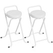 Lot 2 Tabourets Bar Pliables Sinesio Pratique Compact Blanc Sans Montage 120 kg