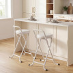 Lot 2 Tabourets Bar Pliables Sinesio Pratique Compact Blanc Sans Montage 120 kg