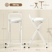 Lot 2 Tabourets Bar Pliables Sinesio Pratique Compact Blanc Sans Montage 120 kg