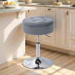 Tabouret Illbach Design Velours Gris Réglable 49-65 cm Rangement Caché