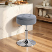 Tabouret Illbach Design Velours Gris Réglable 49-65 cm Rangement Caché