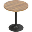 Table de bar Remedios ronde métal noir plateau effet noyer élégant 60 cm