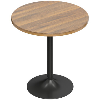 Table de bar Remedios ronde métal noir plateau effet noyer élégant 60 cm