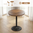Table de bar Remedios ronde métal noir plateau effet noyer élégant 60 cm
